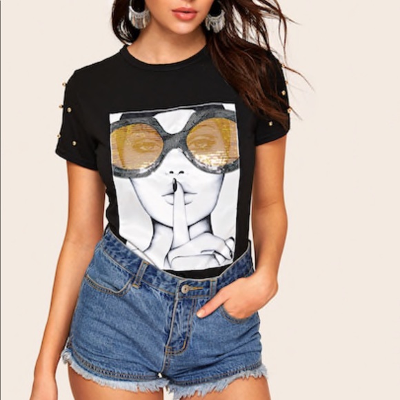 Sequin Figure Print Tee - Picture 2 of 6